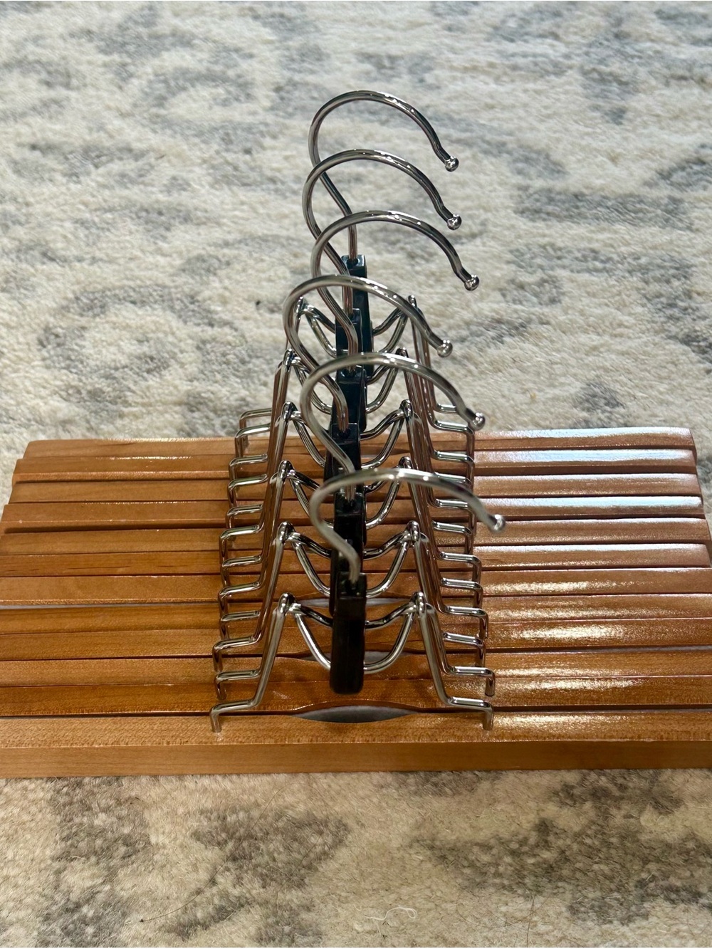 Vintage Inspired Wooden Pants Hangers Lot of 6 | Clamp Skirt Hangers